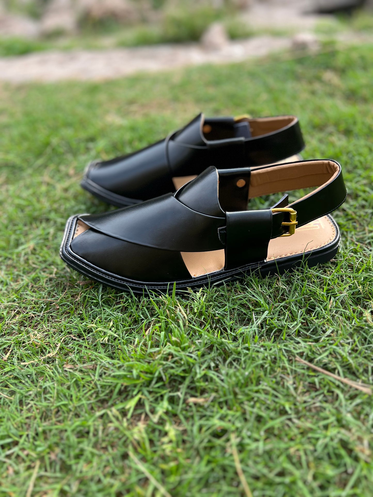 Midnight Black Peshawari Chappal