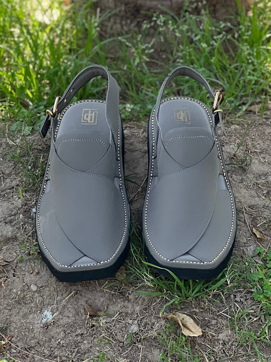 Matte Grey Peshawari Chappal – Sketcher Sole