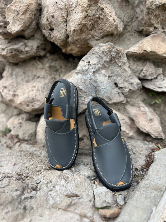 Charcoal Grey Peshawari Chappal – Sketcher Sole