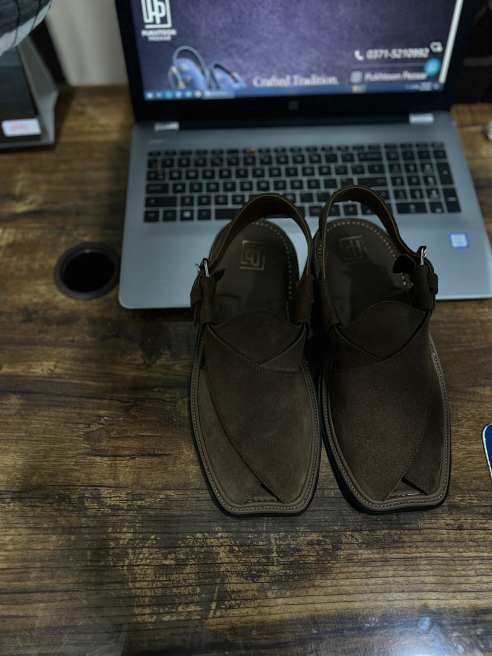 Brown Suede Peshawari Chappal