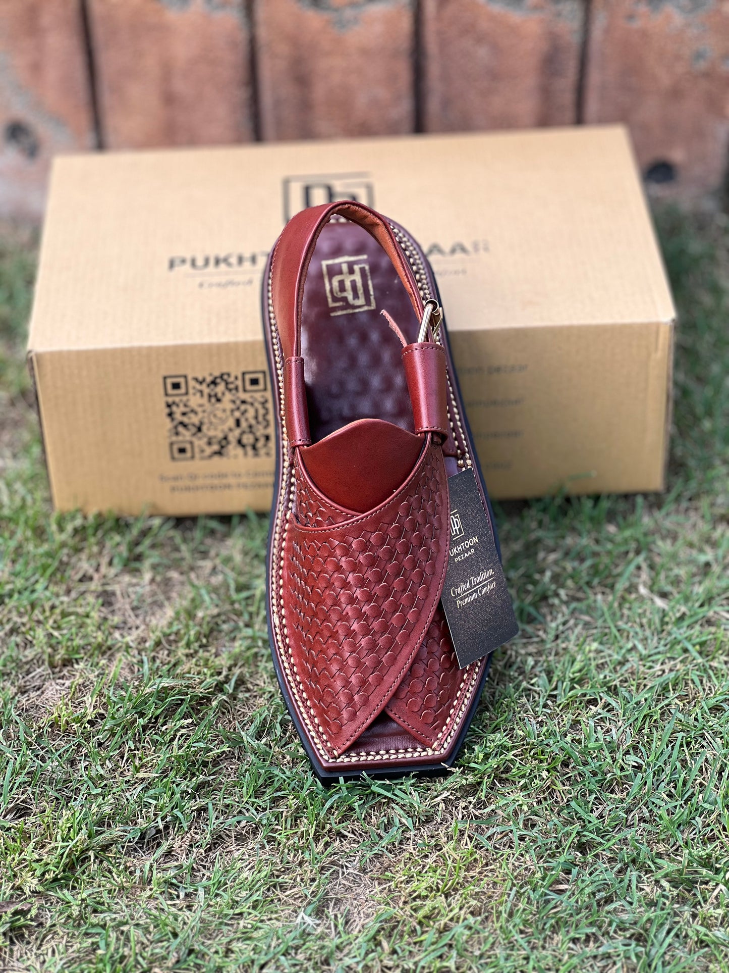 Woven Burgundy Peshawari Chappal - Sketcher Sole