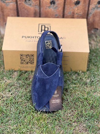 Blue Suede Peshawari Chappal – Sketcher Sole