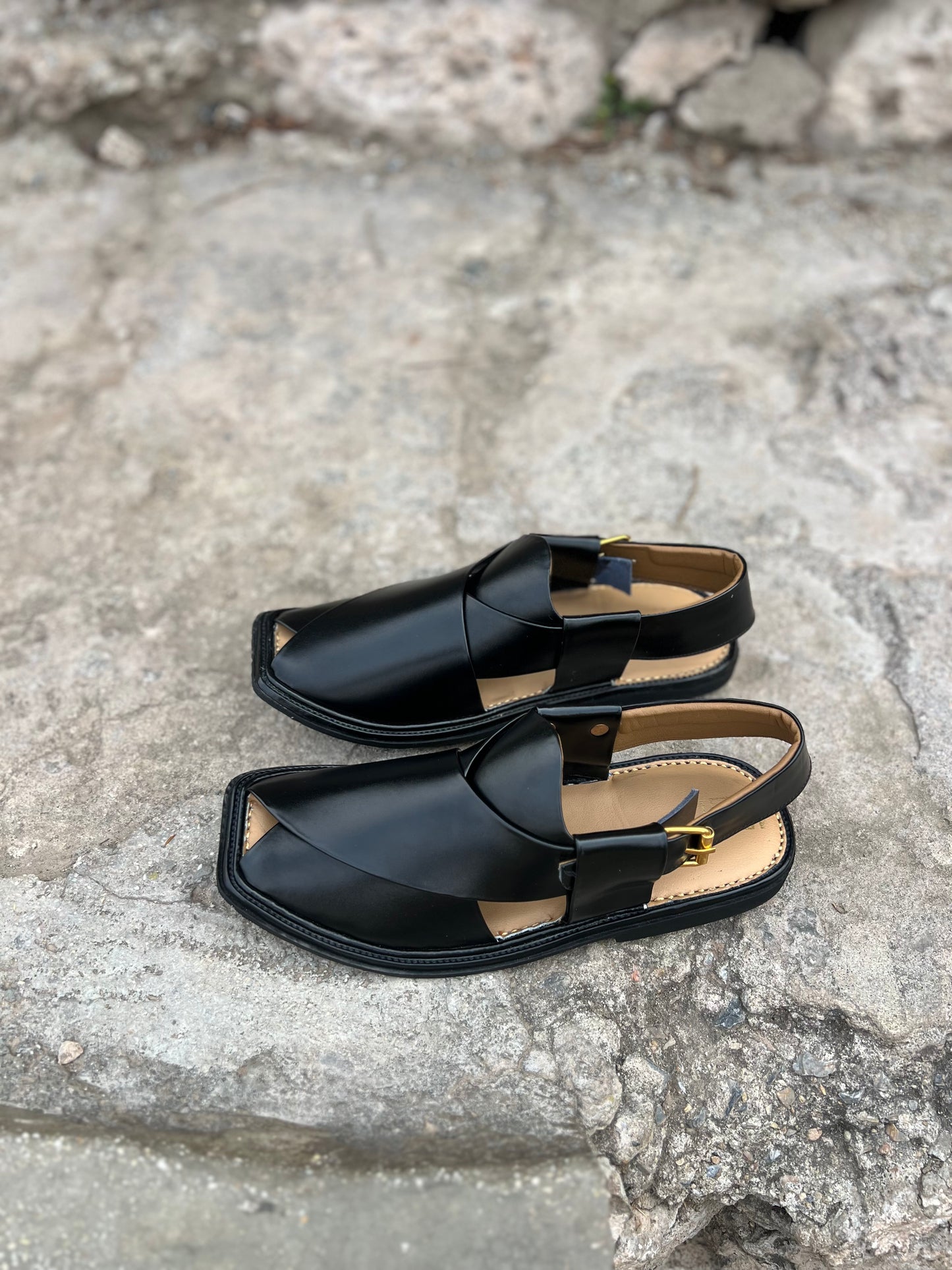 Midnight Black Peshawari Chappal