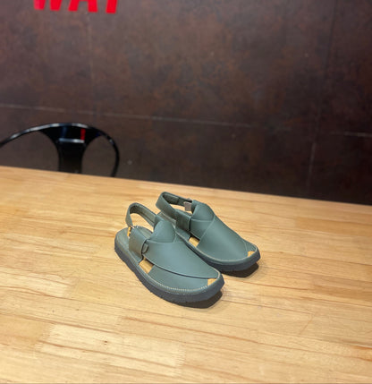 Frontier Muted Green Peshawari Chappal – Sketcher Sole