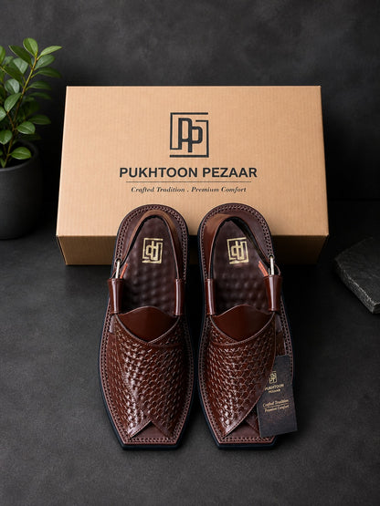 Woven Chocolate Peshawari Chappal – Sketcher Sole