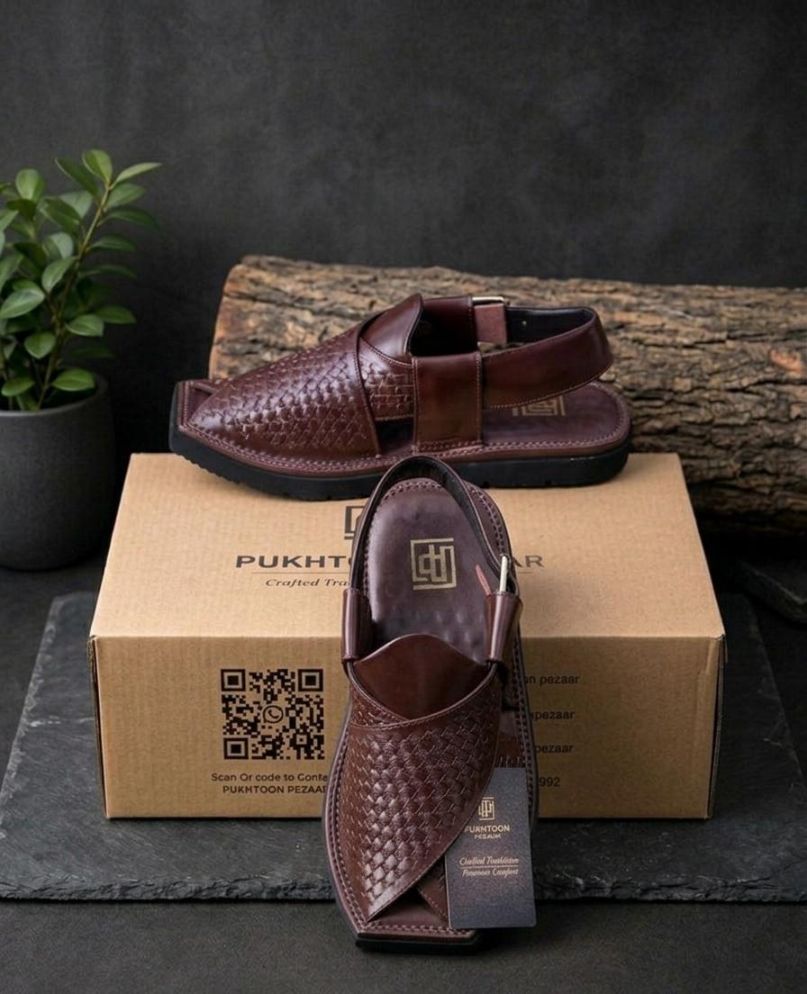 Woven Chocolate Peshawari Chappal – Sketcher Sole
