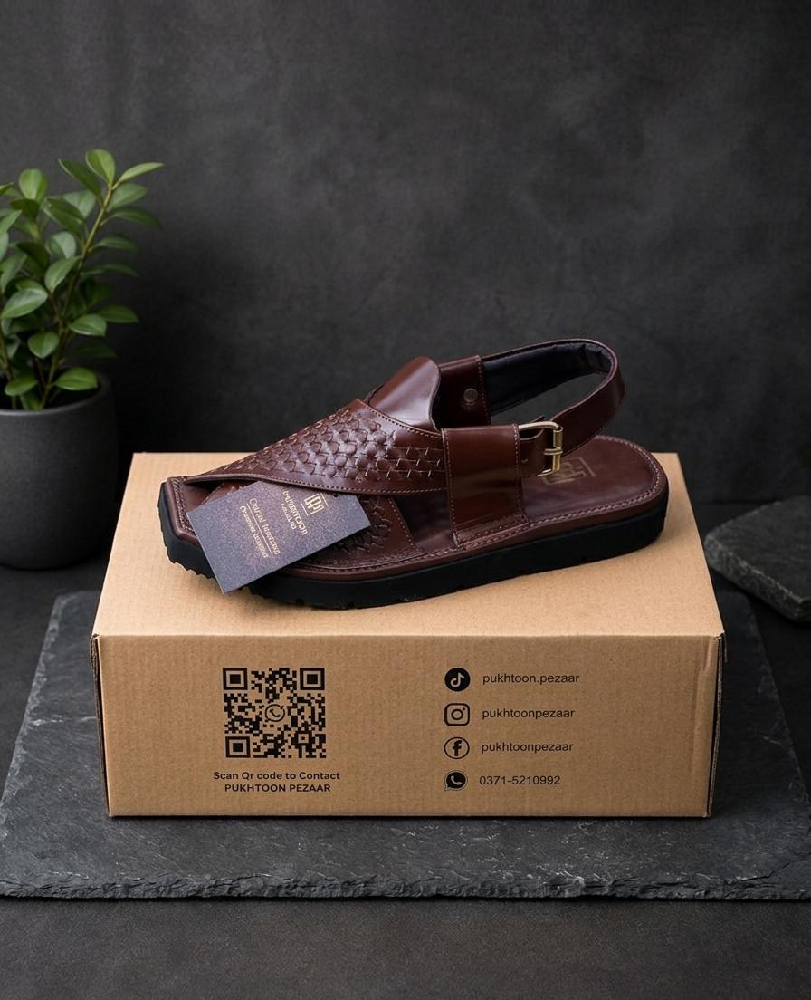 Woven Chocolate Peshawari Chappal – Sketcher Sole