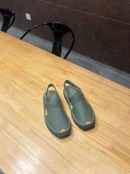 Frontier Muted Green Peshawari Chappal – Sketcher Sole