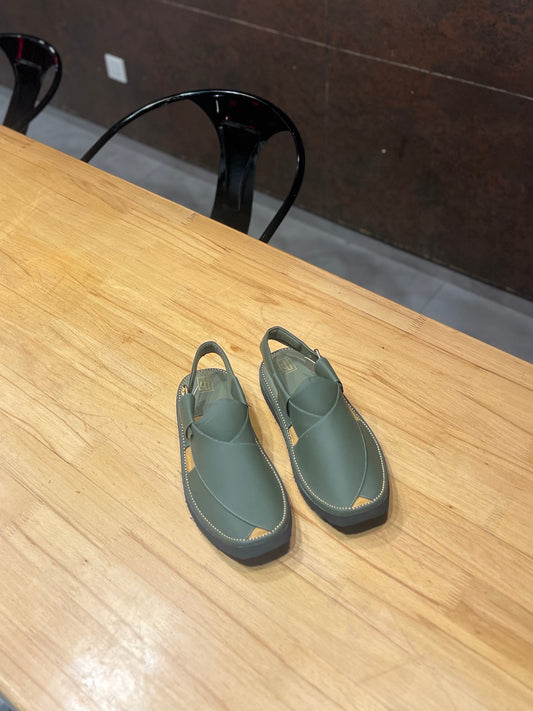 Frontier Muted Green Peshawari Chappal – Sketcher Sole
