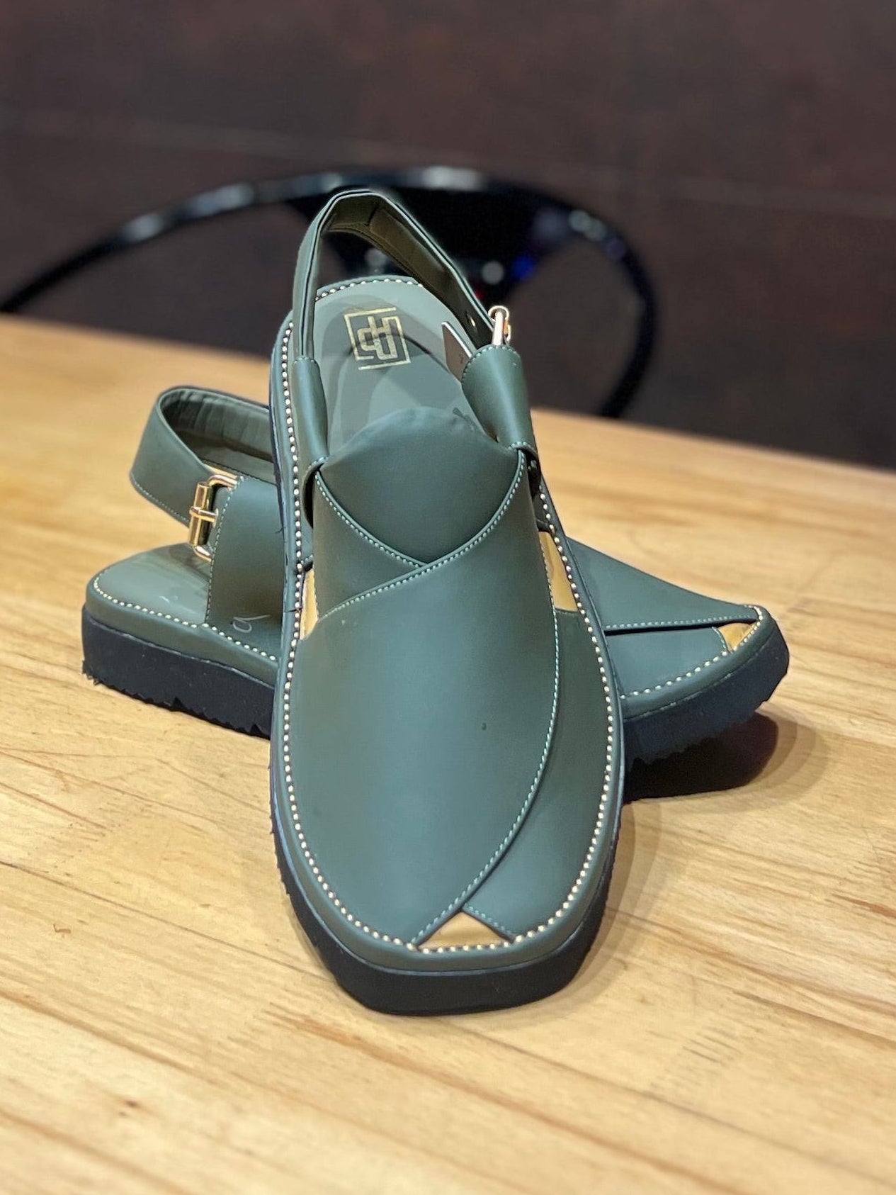 Frontier Muted Green Peshawari Chappal – Sketcher Sole