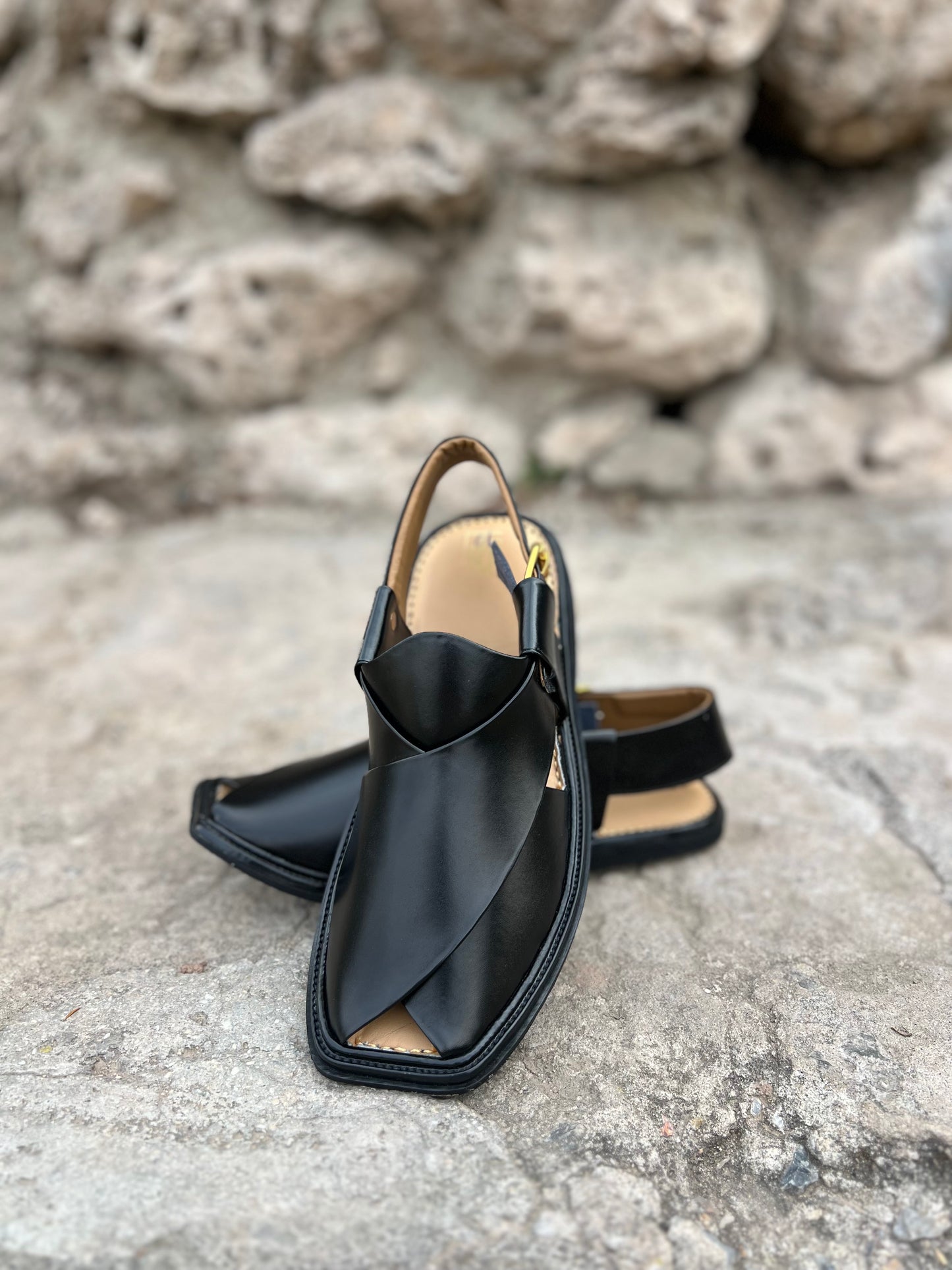 Midnight Black Peshawari Chappal