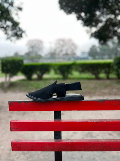 Suede Black Peshawari Chappal