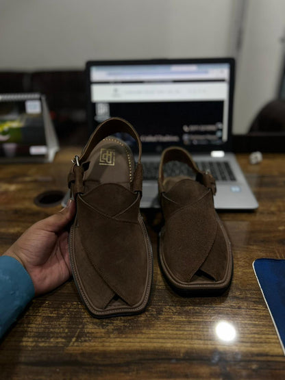Brown Suede Peshawari Chappal