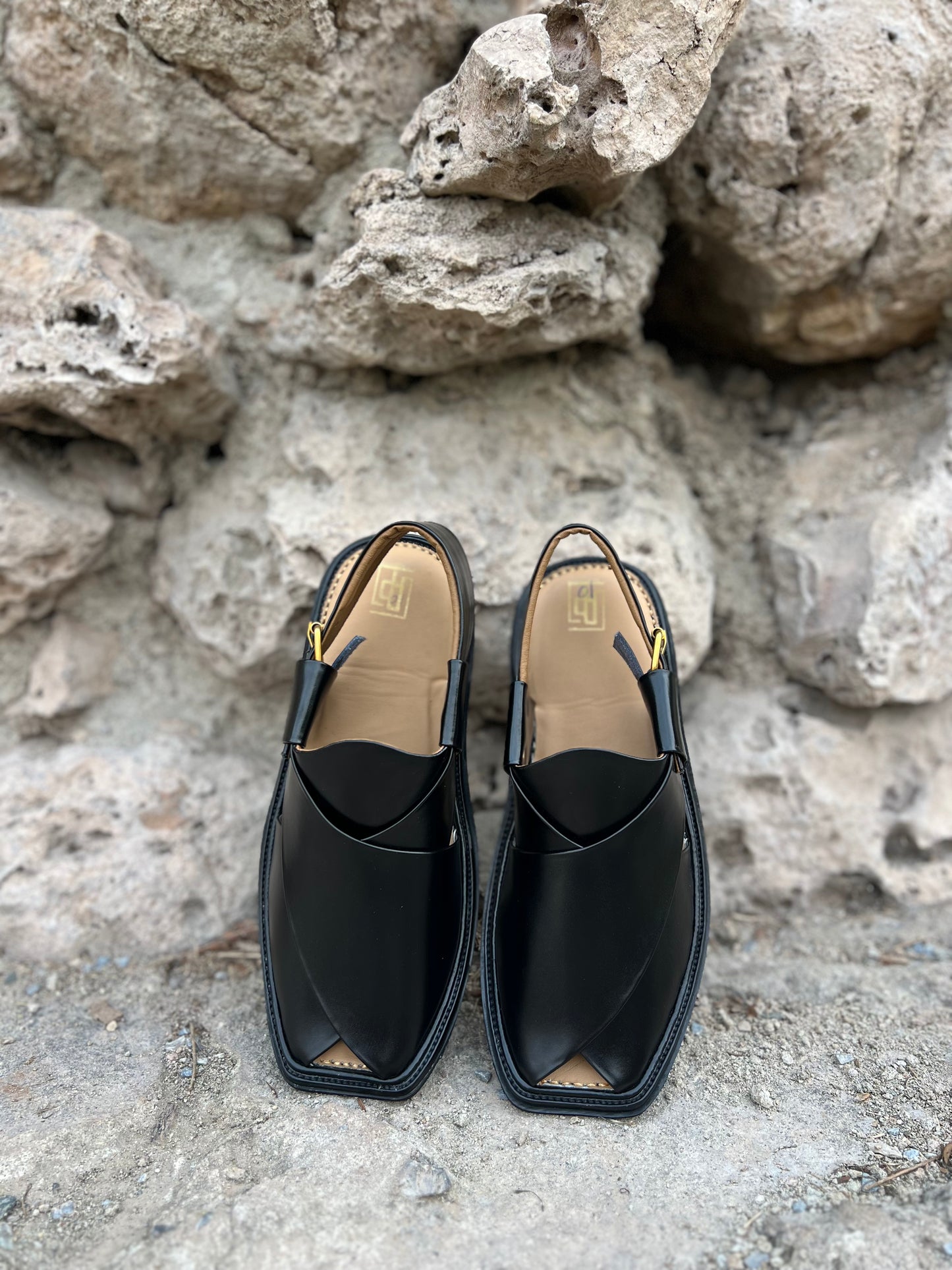 Midnight Black Peshawari Chappal