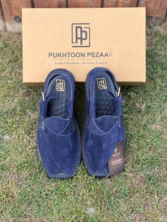 Blue Suede Peshawari Chappal – Sketcher Sole