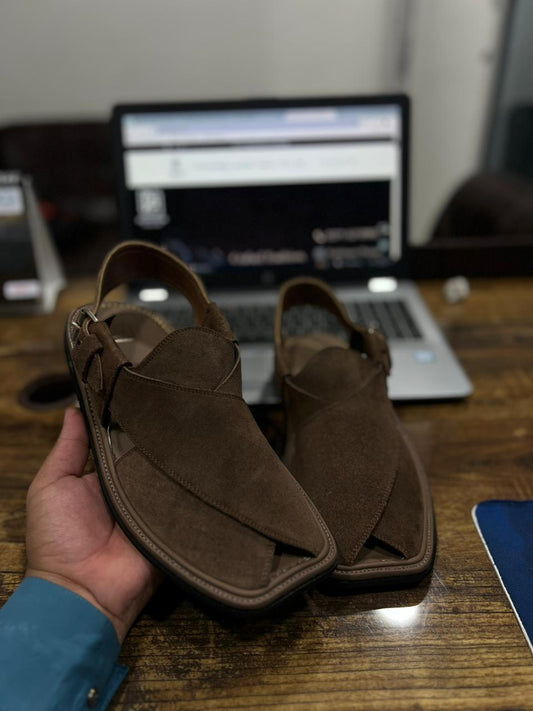 Brown Suede Peshawari Chappal