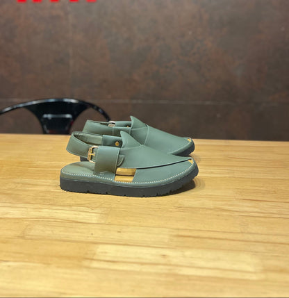 Frontier Muted Green Peshawari Chappal – Sketcher Sole