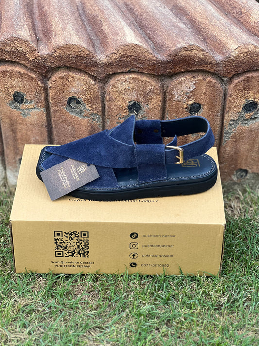 Blue Suede Peshawari Chappal – Sketcher Sole