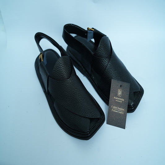 Doted Black Peshawari Chappal