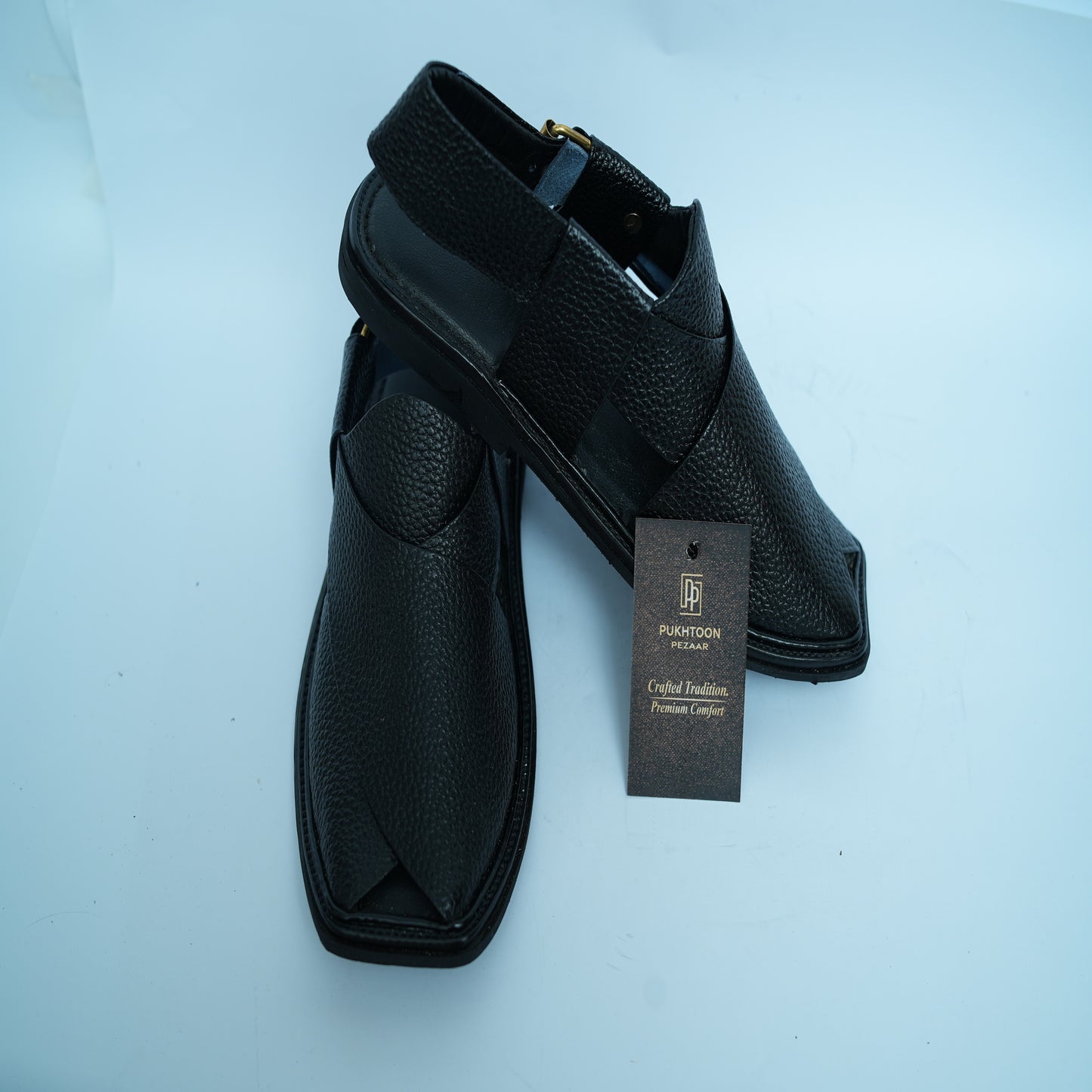 Doted Black Peshawari Chappal