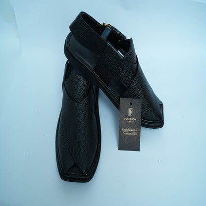 Doted Black Peshawari Chappal