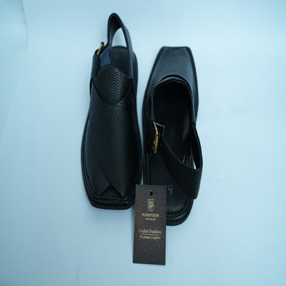 Doted Black Peshawari Chappal