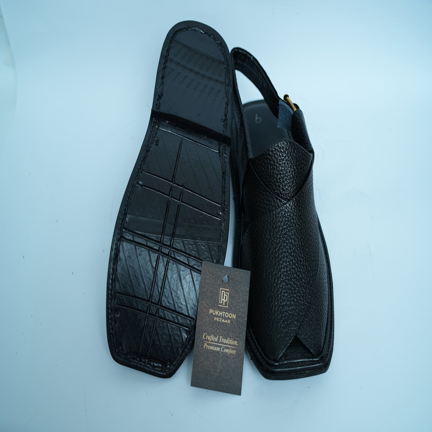Doted Black Peshawari Chappal