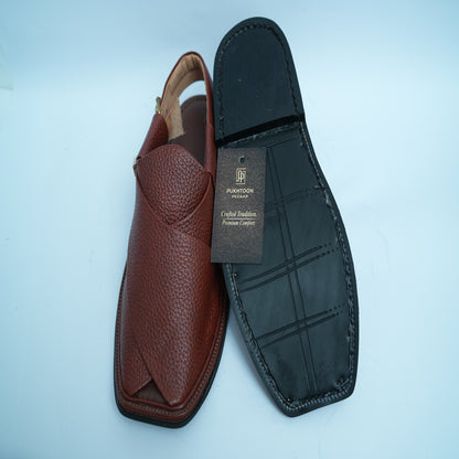 Doted Burgundy Peshawari Chappal