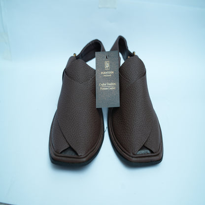 Dotted Chocolate Brown Peshawari Chappal