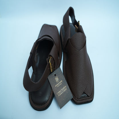 Dotted Chocolate Brown Peshawari Chappal