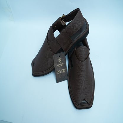 Dotted Chocolate Brown Peshawari Chappal