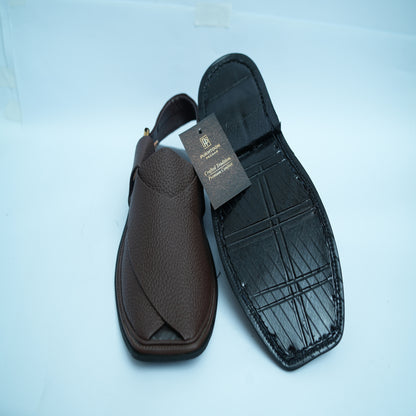Dotted Chocolate Brown Peshawari Chappal