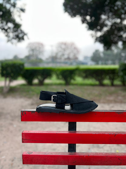 Suede Black Peshawari Chappal