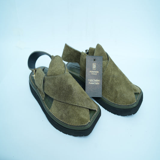 Green Suede Peshawari Chappal – Sketcher Sole