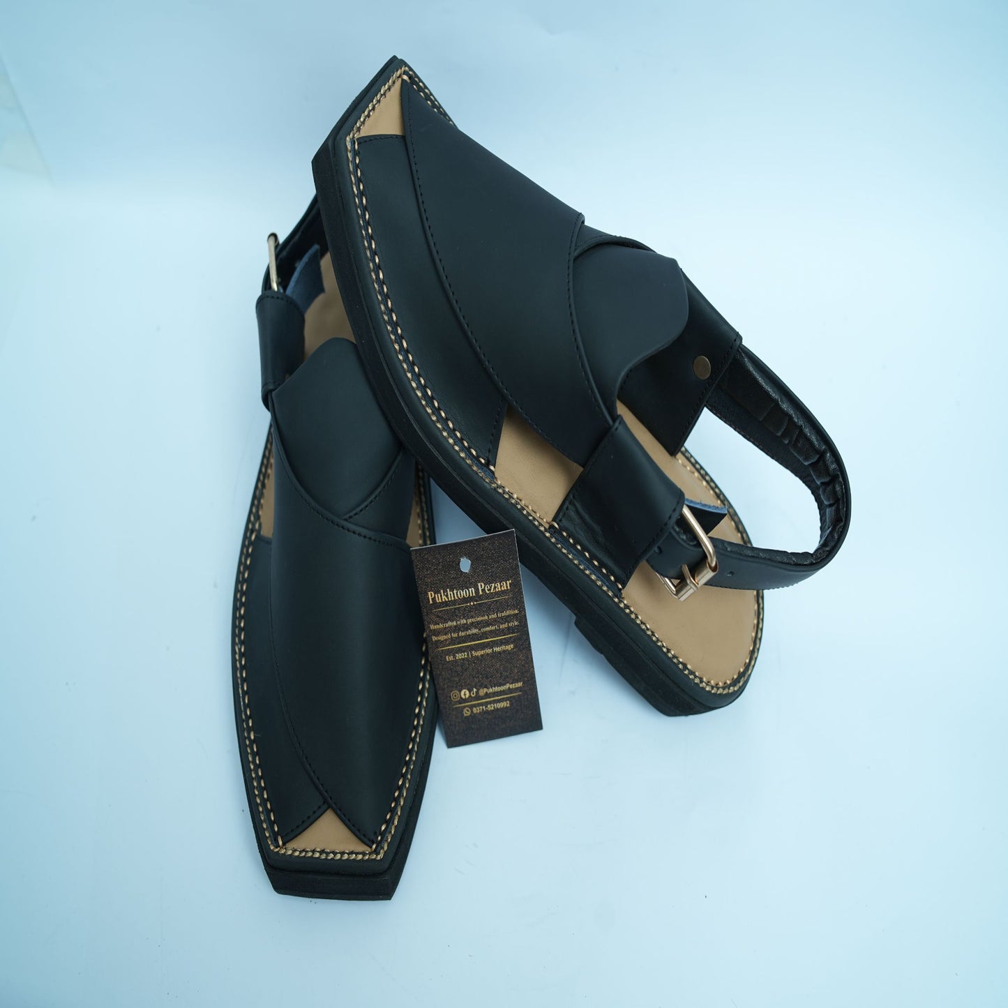 Kaptaan Mate Black Peshawari Chappal