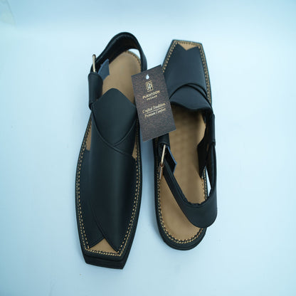 Kaptaan Mate Black Peshawari Chappal