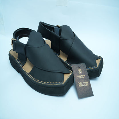 Kaptaan Mate Black Peshawari Chappal