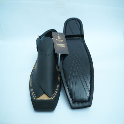 Kaptaan Mate Black Peshawari Chappal