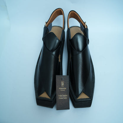 Kaptaan Shine Black Peshawari Chappal
