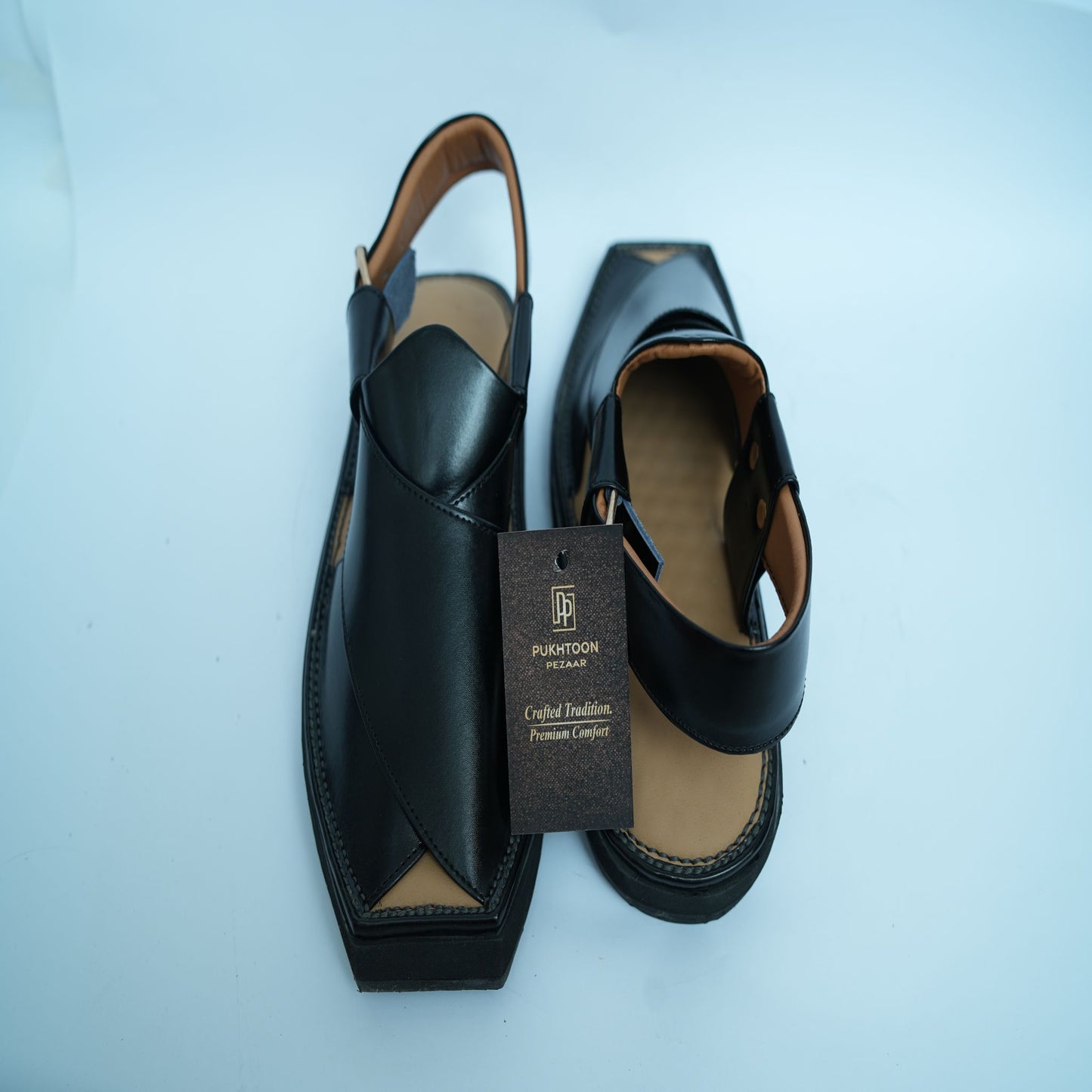 Kaptaan Shine Black Peshawari Chappal