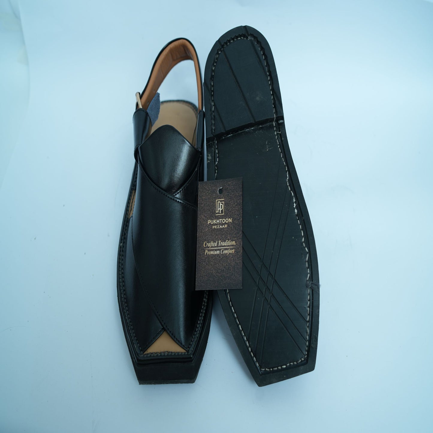 Kaptaan Shine Black Peshawari Chappal