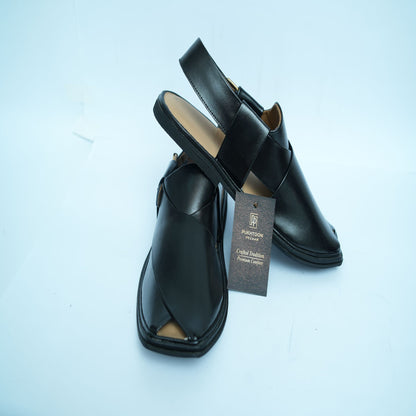Midnight Black Peshawari Chappal