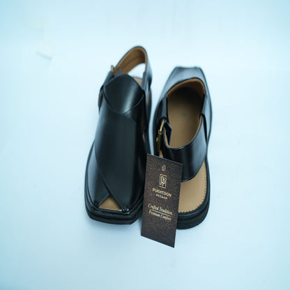 Midnight Black Peshawari Chappal