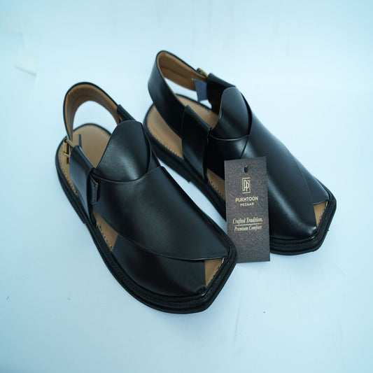 Midnight Black Peshawari Chappal