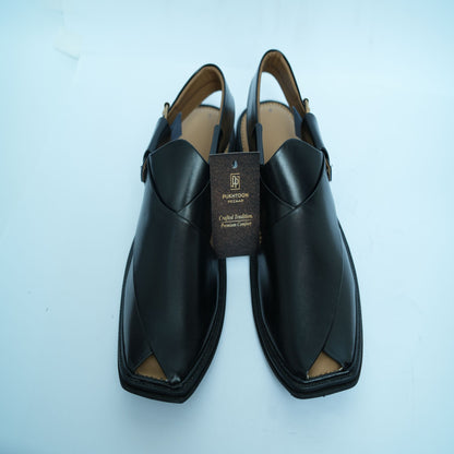 Midnight Black Peshawari Chappal