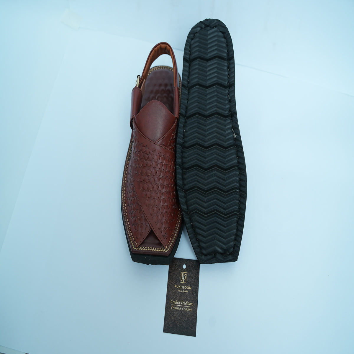 Woven Burgundy Peshawari Chappal - Sketcher Sole