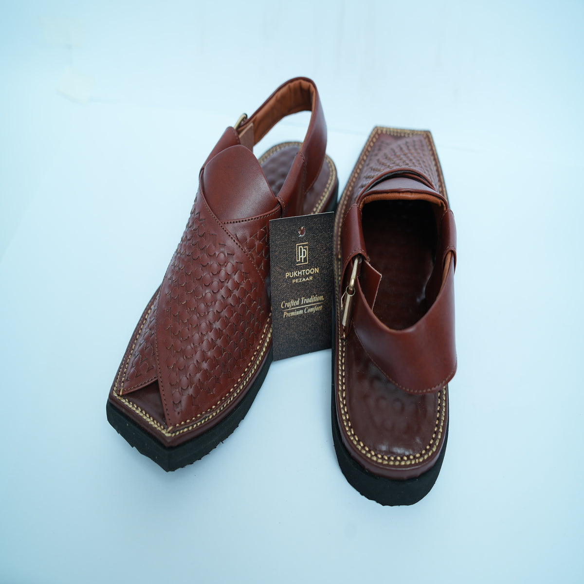 Woven Burgundy Peshawari Chappal - Sketcher Sole