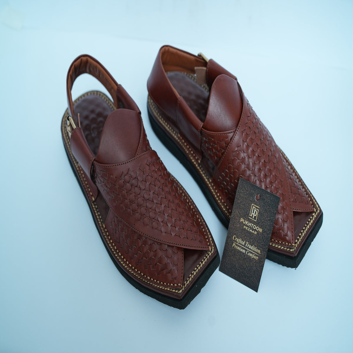 Woven Burgundy Peshawari Chappal - Sketcher Sole
