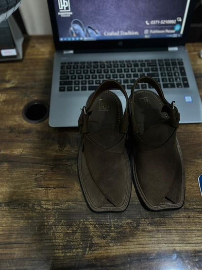 Brown Suede Peshawari Chappal