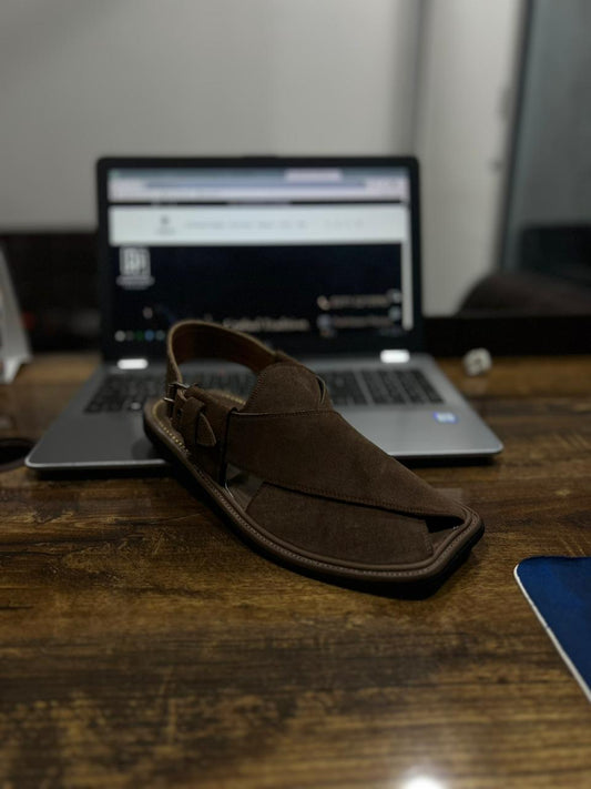 Brown Suede Peshawari Chappal